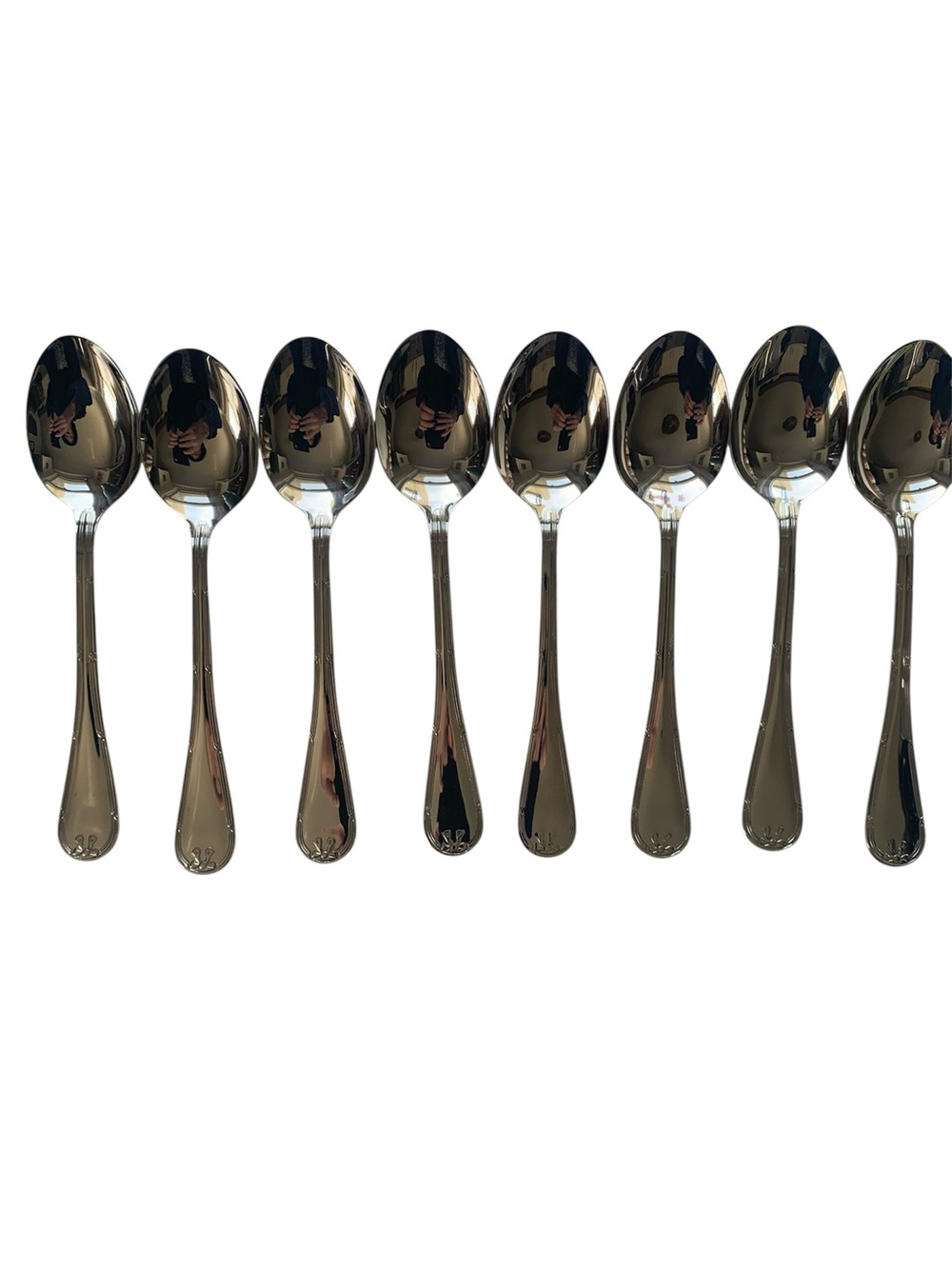 Wallace Reed & Ribbon Bow 18/10  Stainless Steel Teaspoons Set of 8 NEW